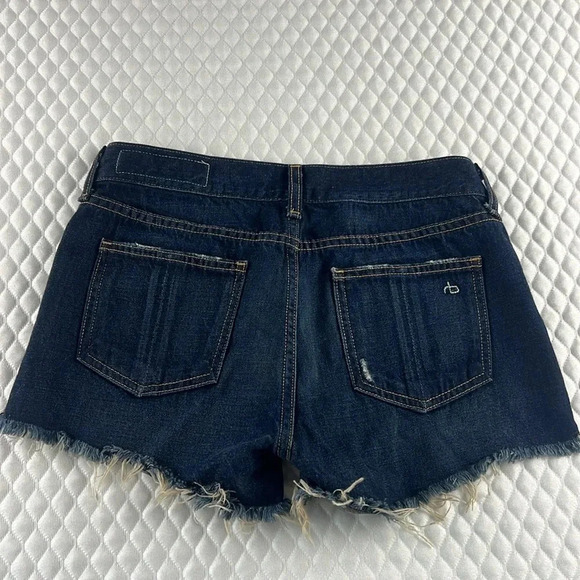 Rag & Bone Doris Cut Off Distressed Denim Shorts Dark Wash Size 24 - Picture 4 of 13
